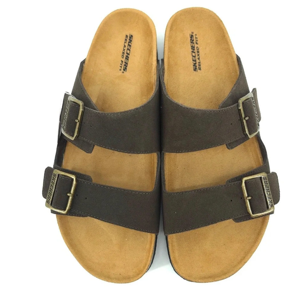 Skechers Mens Aidan Leelan Slide Sandal size 12 Chocolate Brown  Relaxed Fit new